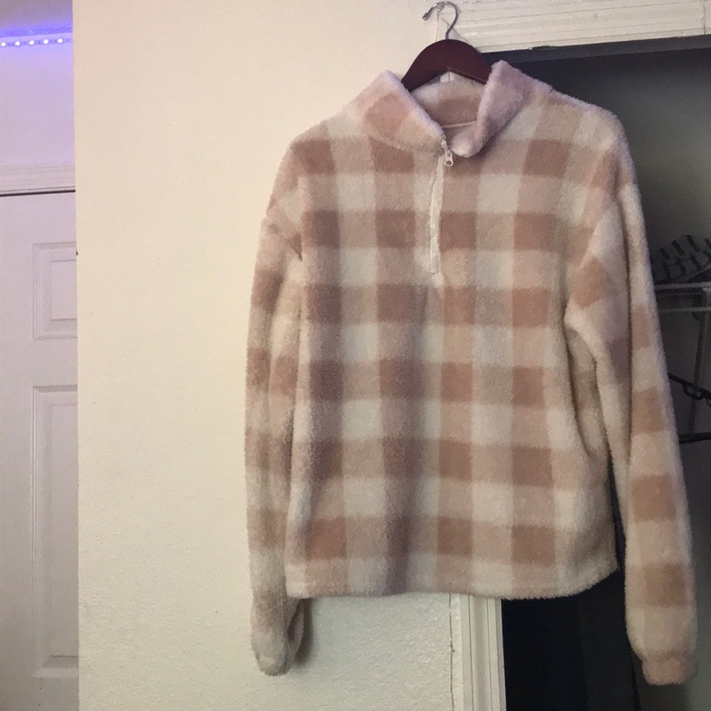 fuzzy soft pink sweater